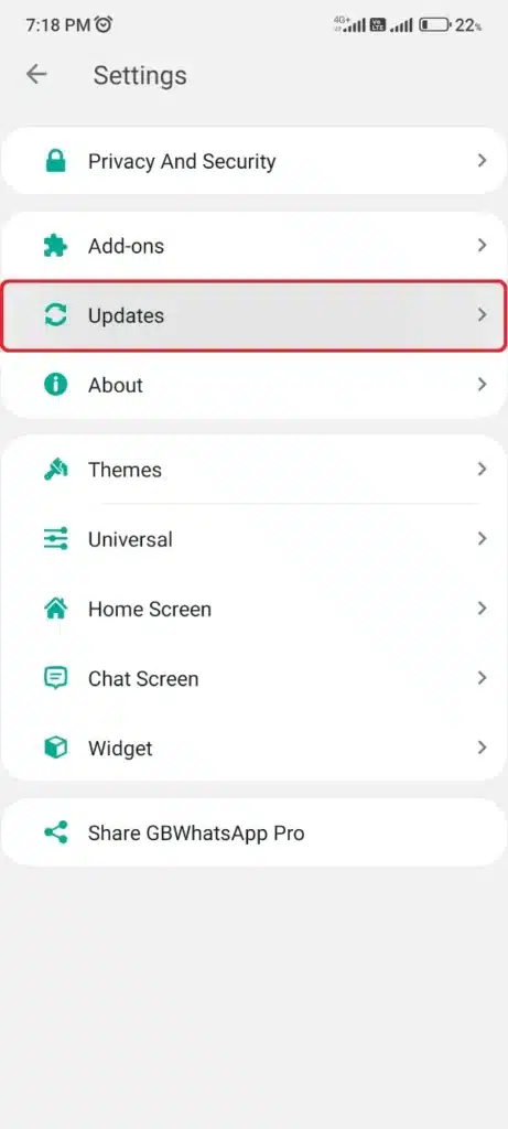 find update gbwhatsapp pro button